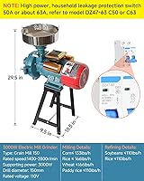 Vista 4 de NAIZEA Molinillo Eléctrico de Grano, 3000W 110V Molinillos de Especias y Trigo Comerciales, Molinos de Harina de Maíz con Embudo, Máquina Molinillo