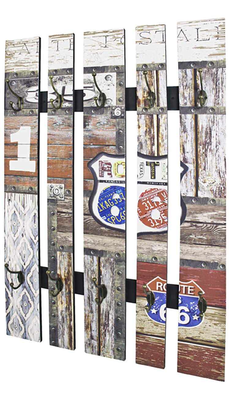 HAKU Möbel Appendiabiti da Parete Motivo, Vintage, MDF, Metallo - Dim. L 70 cm x A 100 cm x P 10 cm, Stile Industriale