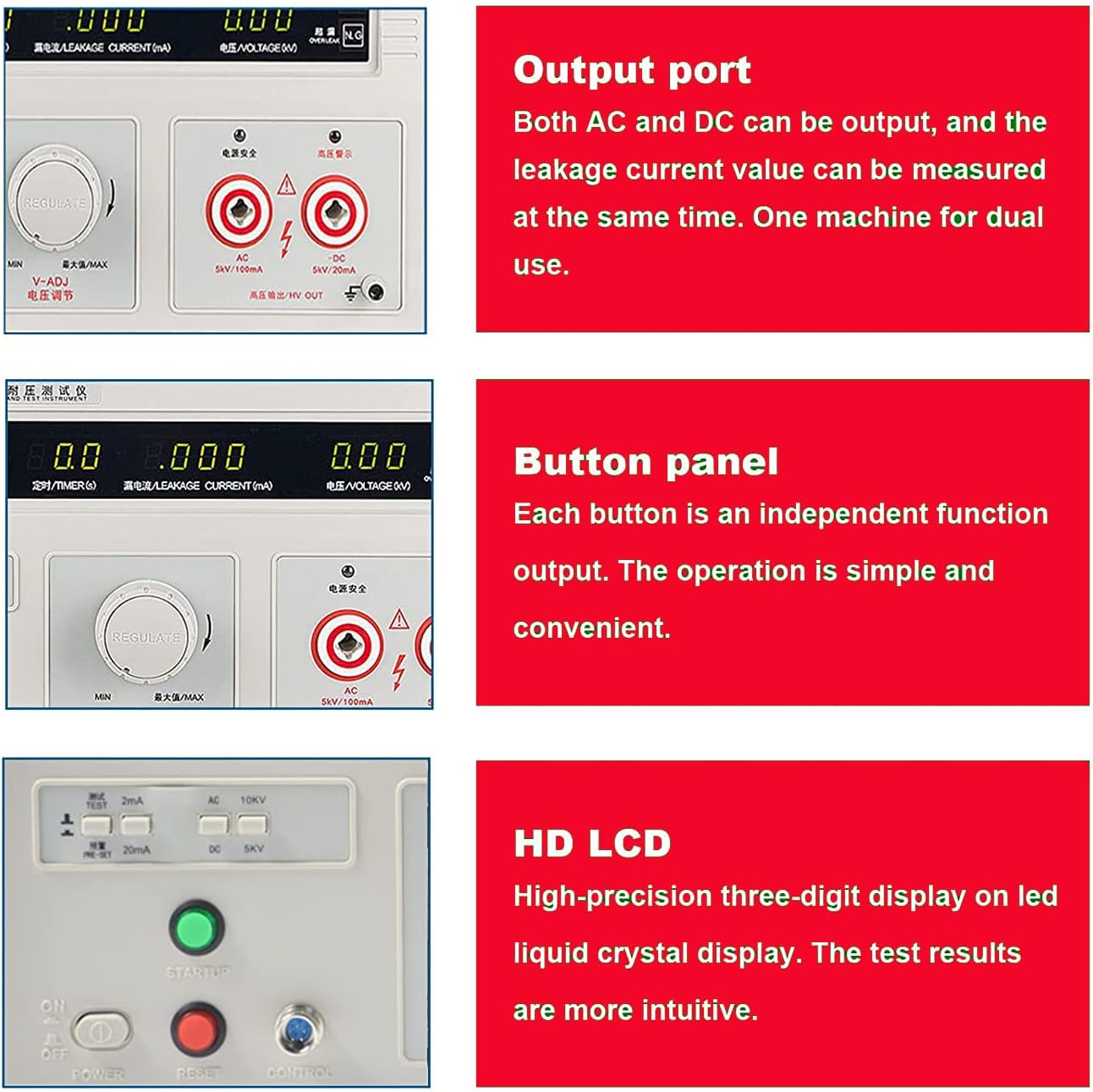 INTSUPERMAI Withstand Hi-Pot Tester Insulation Resistance Tester AC/DC 100VA 5KV Test Instruments with Memory Group Digital Display