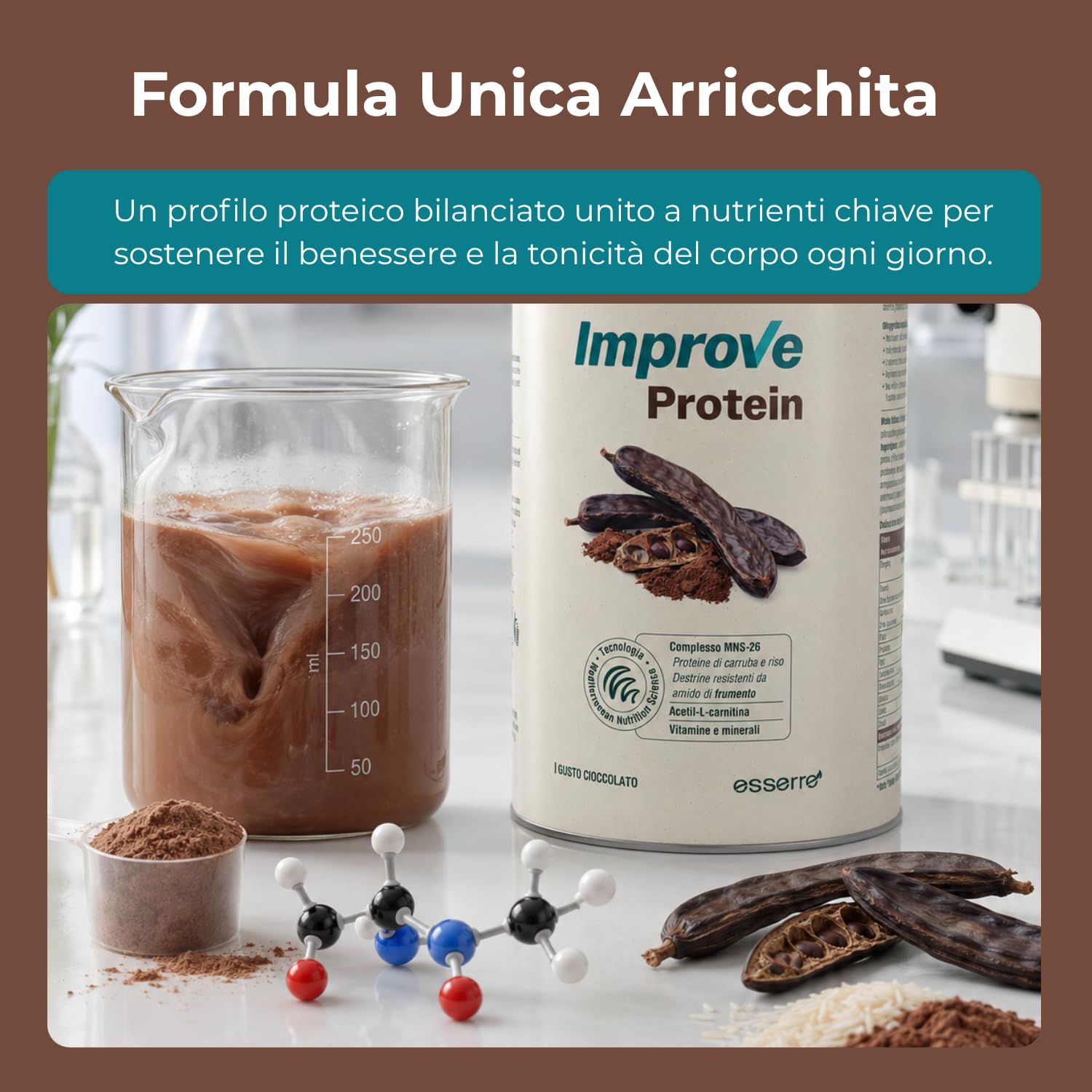 Esserre Improve Protein | Integratore con Carruba | 300 g | Senza Glutine