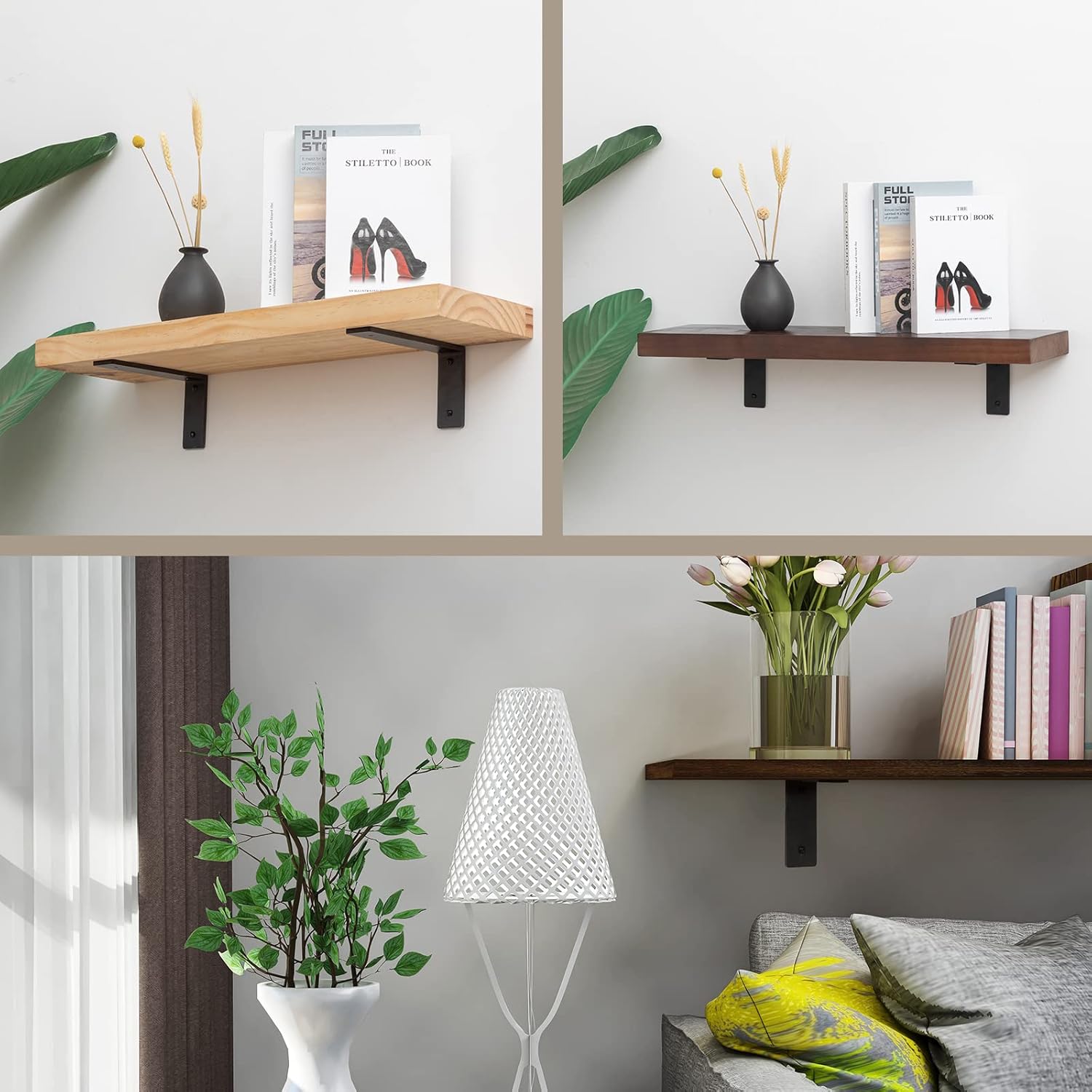 8"x 4"Shelf Brackets,L Shelf Brackets, die-cast Formation, Vertical Angle, Premium Alloy Metal Heavy Duty Shelf Bracket, high Strength Mounting Hardware Included, Corner Brace Joint,Pack of 4.