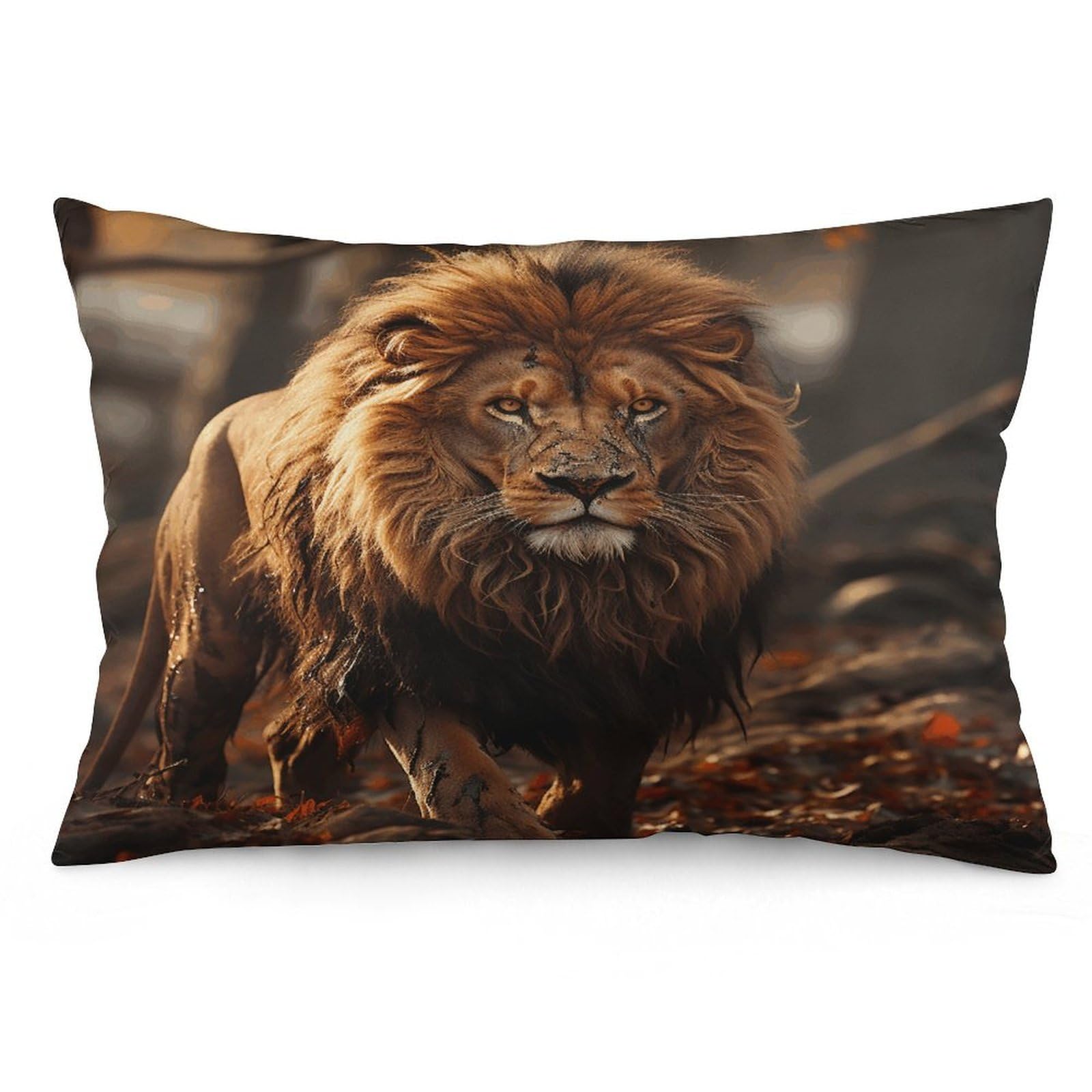 Lion Image Throw Pillow Cover Soft Pillow Case Decorative Lumbar Pillow Cover Cozy Throw Pillowcase Polyester Rectangular Cushion Case Decor for Couch Sofa Bed