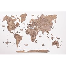 HomeRoots 24" X 39" Wood Brown Wood World Map Hanging Dimensional Sculpture