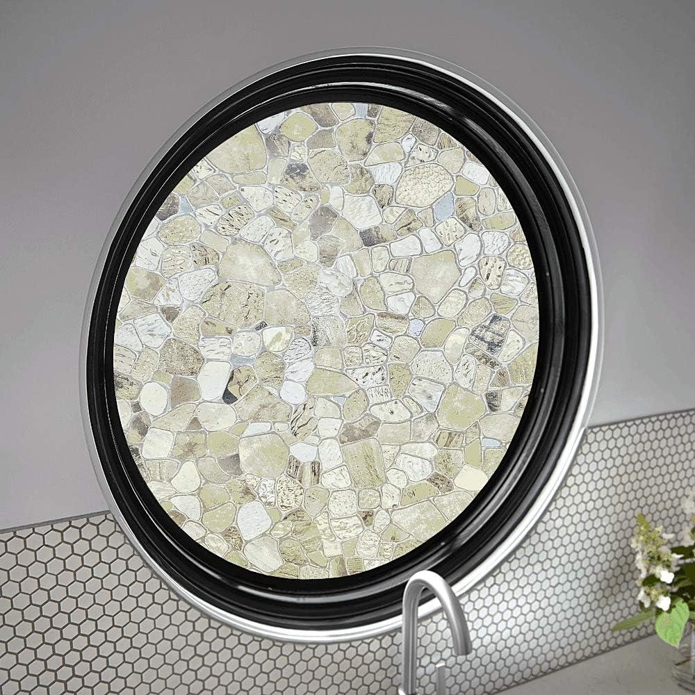 Autotech Park Precut Circle Window Film, Stone Design, Self Static Adhesive Cling, 23 inch Diameter