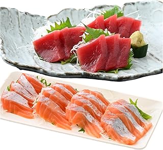 本まぐろ赤身（柵）100gとお刺身サーモン（柵）100gセット [A-065051]