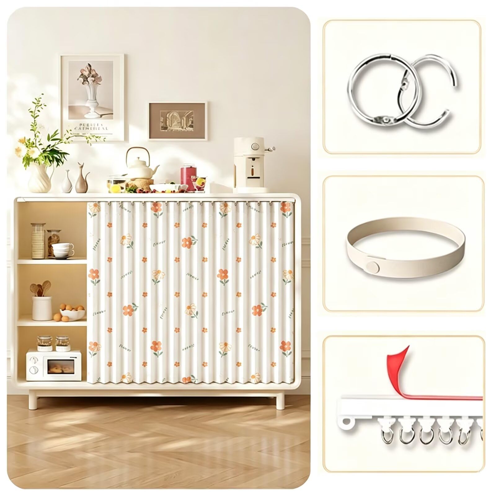 Generischer Schrankvorhang zum Schieben mit Schiene W50xH160cm Blumenmuster