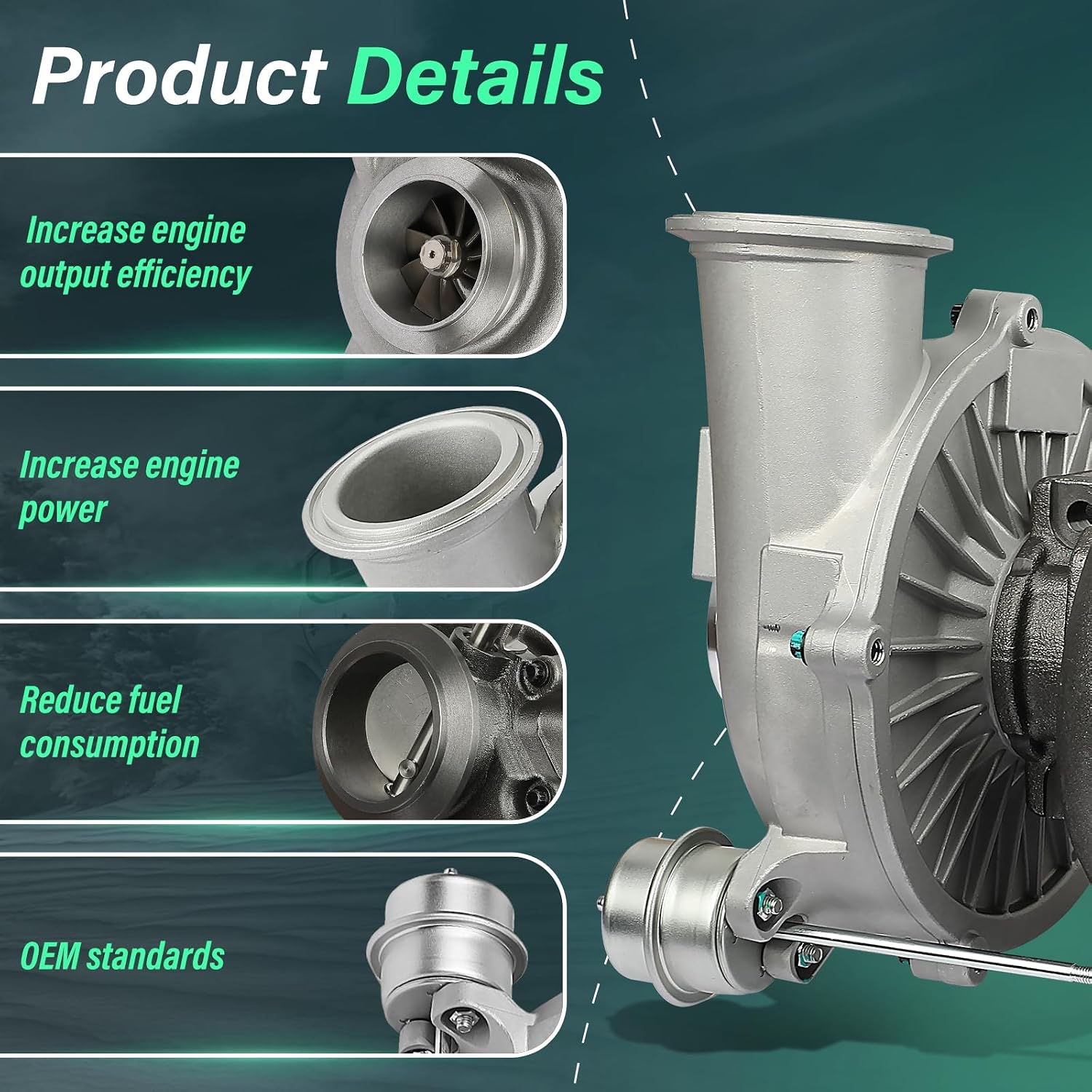 Turbo Turbocharger GTP38 Fit for Ford Excursion 2000-2003 V8 7.3L | Fit for Ford F-250 /F-350 /F-450/F-550 Super Duty 1999-2003 V8 7.3L Diesel, OE F81Z6K682CARM, 1831383C92, 1831383C93