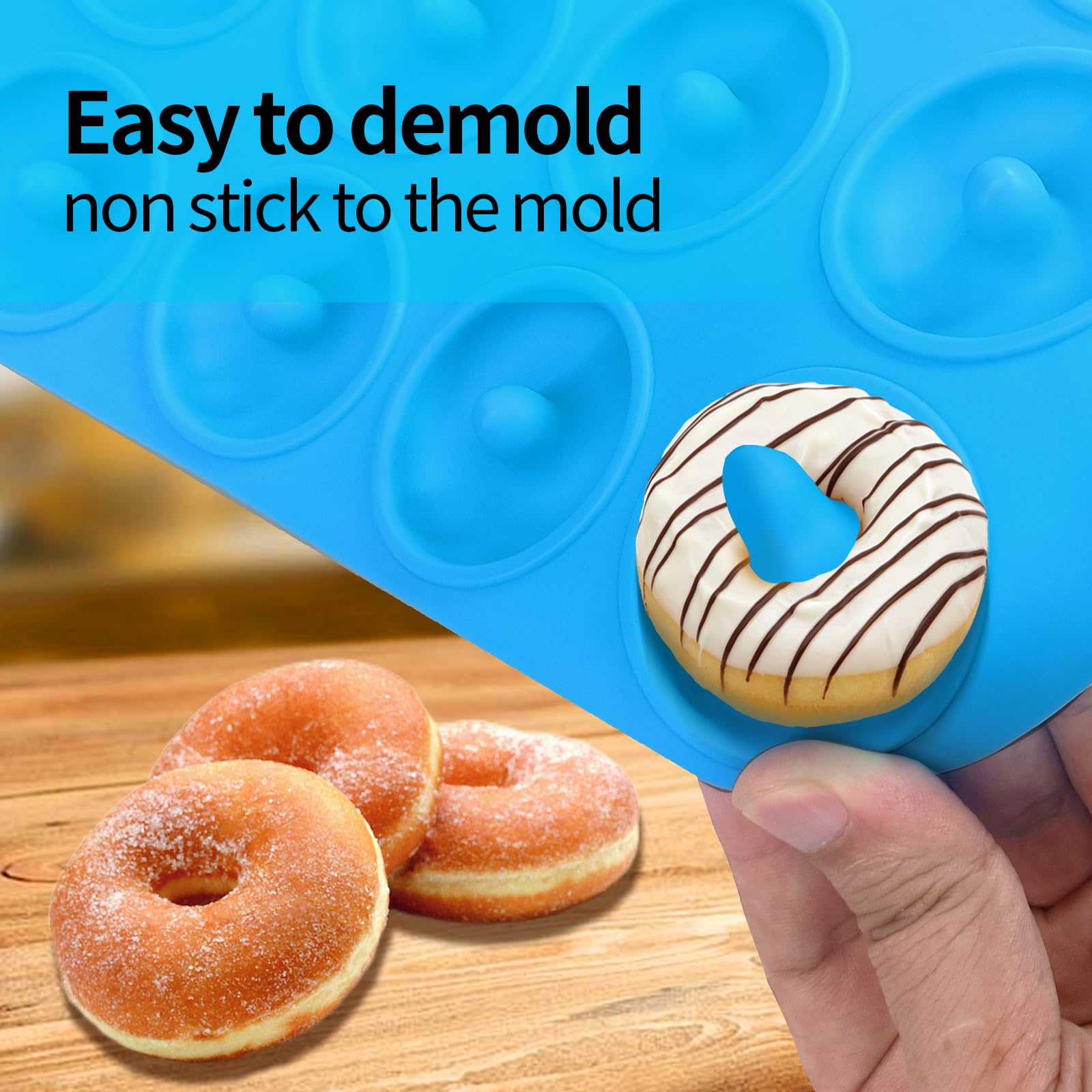 Moldes de silicona para donuts, mini moldes de silicona para hornear donuts sabrosos, bagels, tartas y más