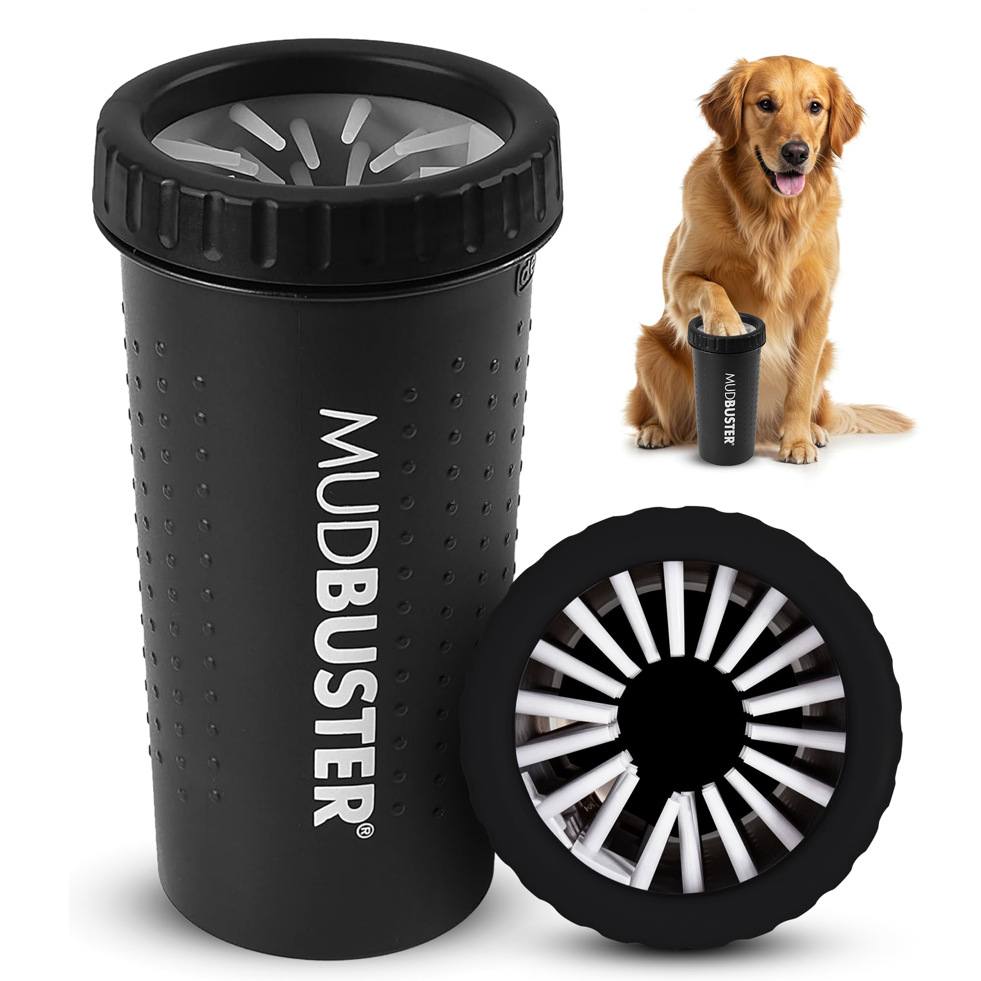 Dexas MudBuster Portable Dog Paw Washer/Paw Cleaner, Large, Matte Black- Special Edition (PW72025-22WP)