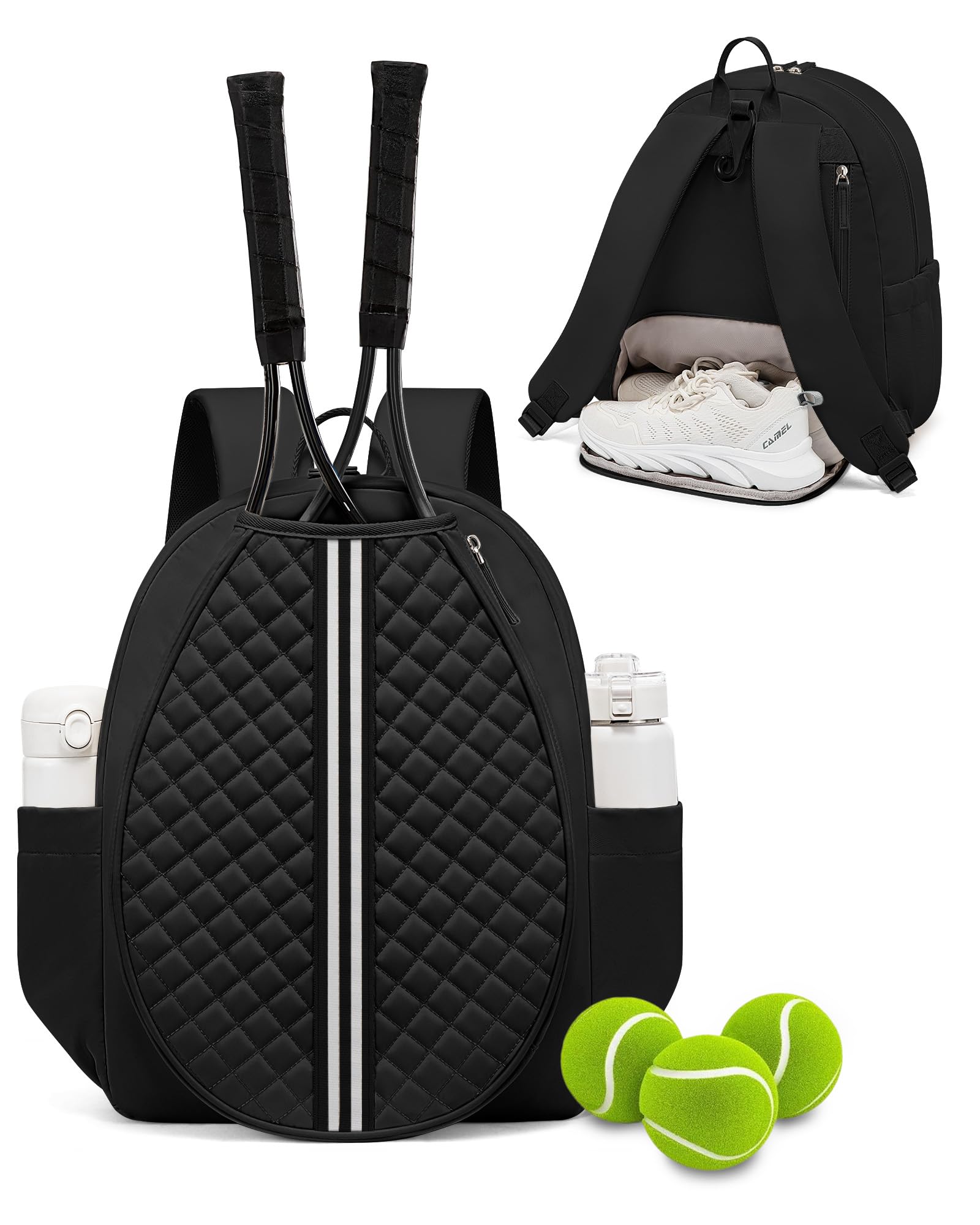 Sucipi Tennis Bag, Quilted Tennis Sling Crossbody Backpack, Water Resistant Tennis Racket Bags for Women Men, Suitable for Pickleball Tennis Badminton