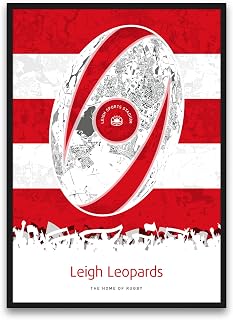 Leigh Leopards Rugby League Sports Map Poster Print for Fans Home Office Wall Decor (A3)