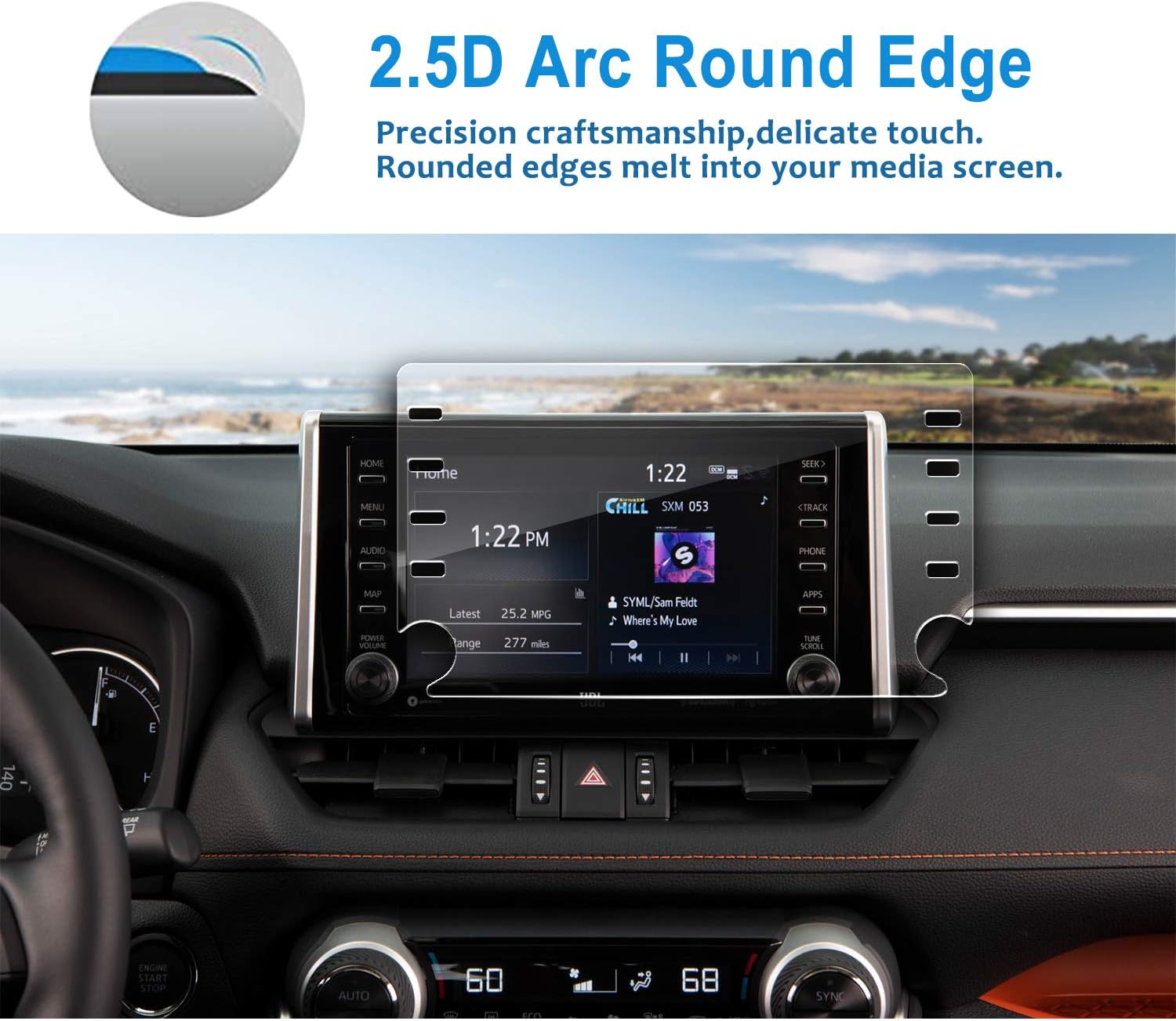 LFOTPP 2019-2021 Corolla Cross Car Navigation Screen Protector for 2019-2022 2023 RAV4 Corolla CHR Tacoma Hatchback 8-Inch Glass 2019-2023 RAV4 C-HR Infotainment Screen Protector Center Touch (8-Inch)