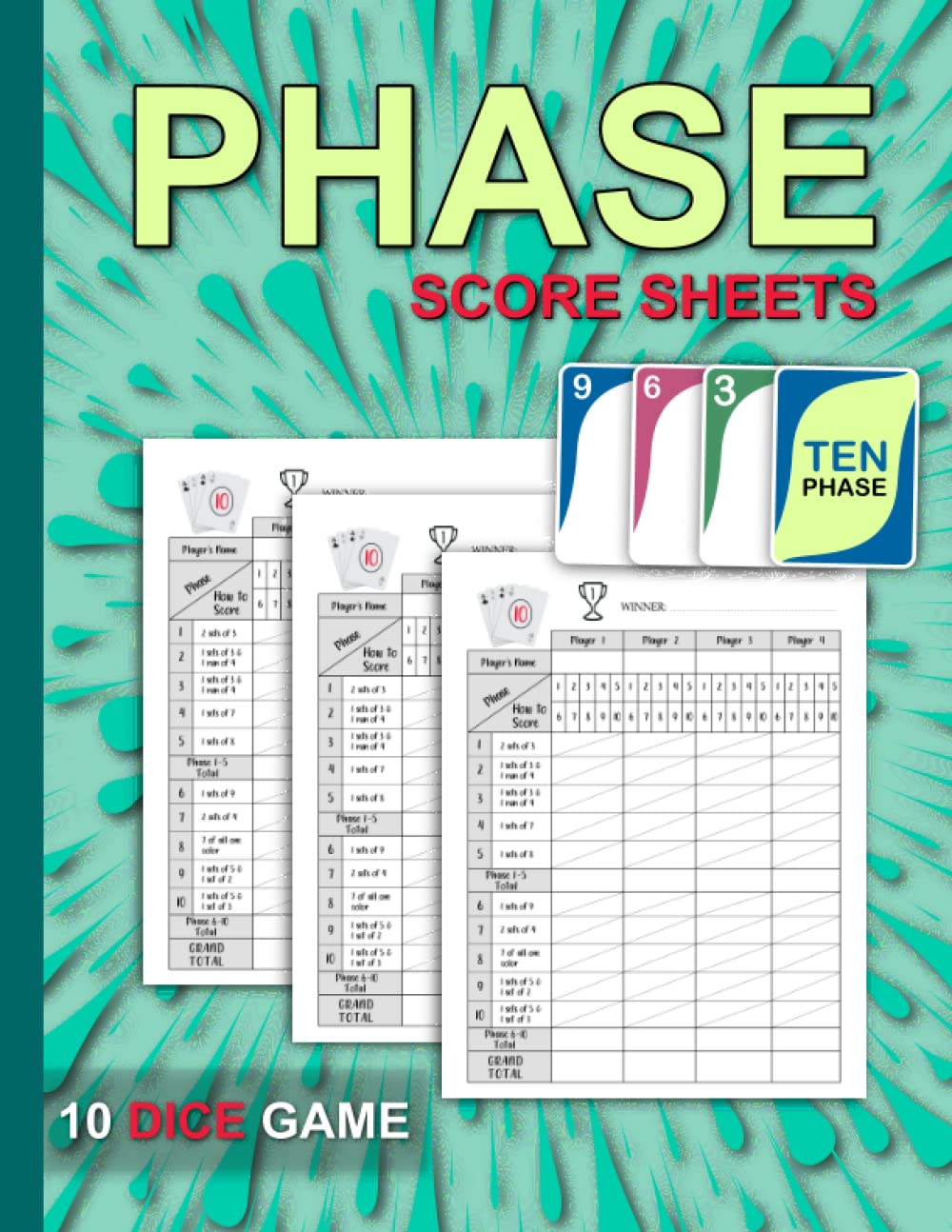 Phase 10 Dice Game Score Sheets