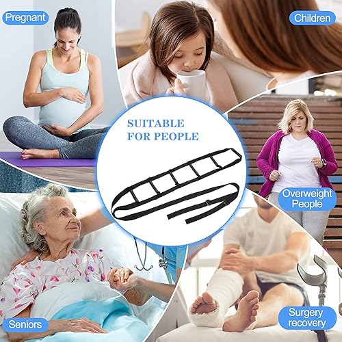 Miniatura 6 de Asistencia de escalera para cama de dominadas, dispositivo de asistencia con agarres de asa, elevación de cama de longitud ajustable, asistencia