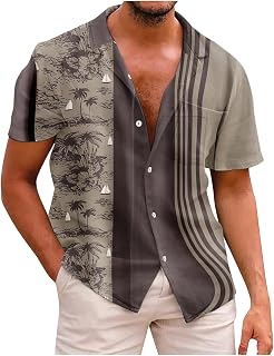 RebeSco Cool Top Men Cotton Casual Short Sleeve Shirt V Neck Spring Baggy Patterns Cropped Strapless Gym Shirt Man