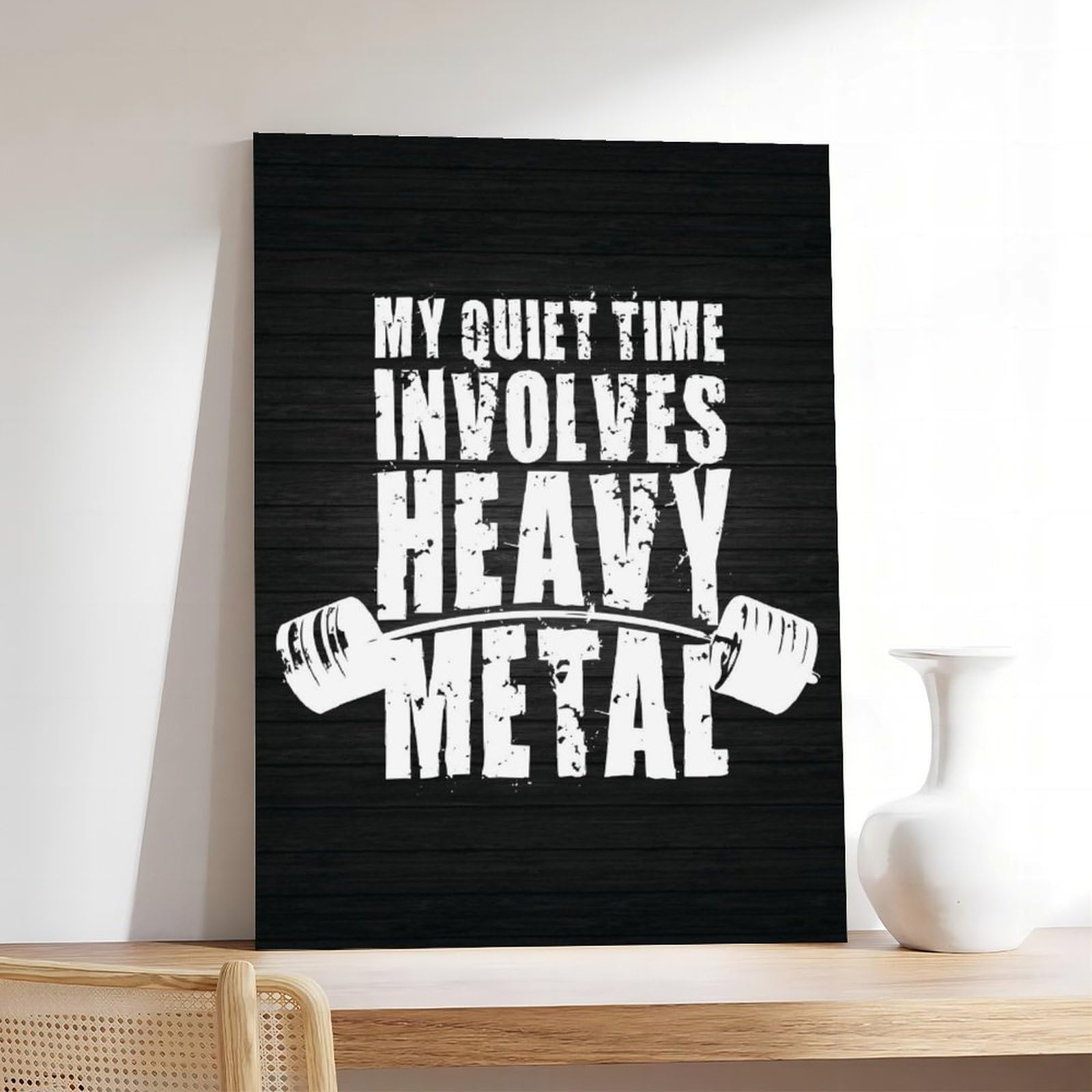 Poster motivazionale con scritta "Quiet Time and Heavy Metal", per sollevamento pesi, per casa, palestra e allenamento, stampa decorativa, 60 x 90 cm