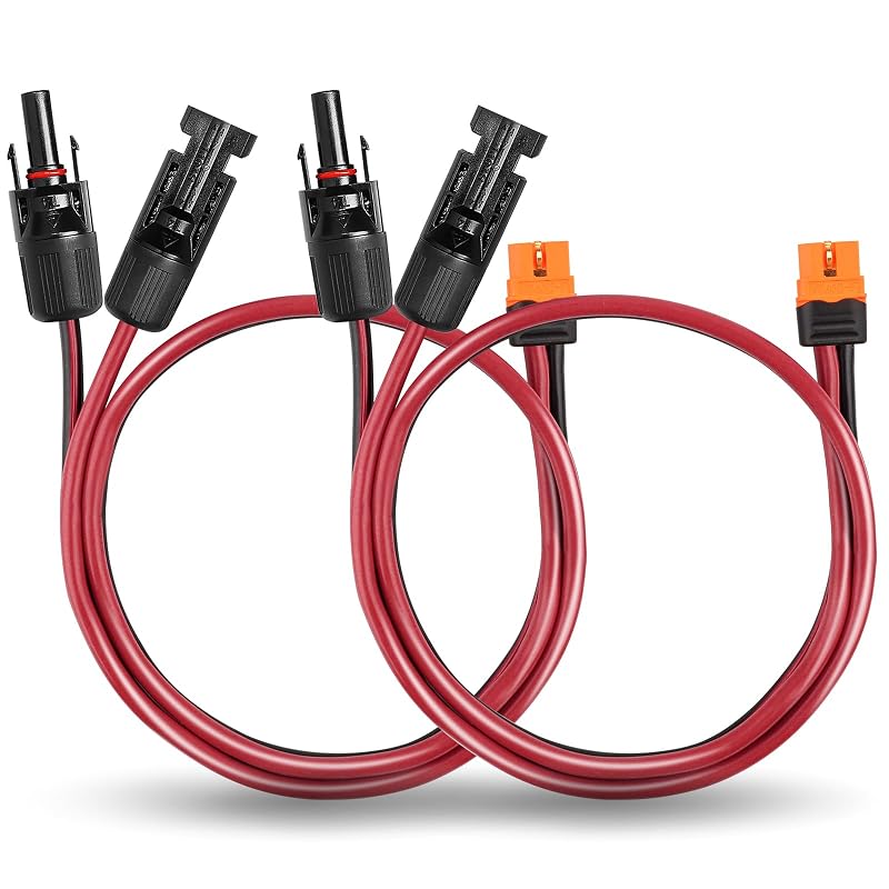 Kit com 2 Cabos de Extensão para Painel Solar com Adaptador XT60i MOOKEERF, 61 cm, 10 AWG
