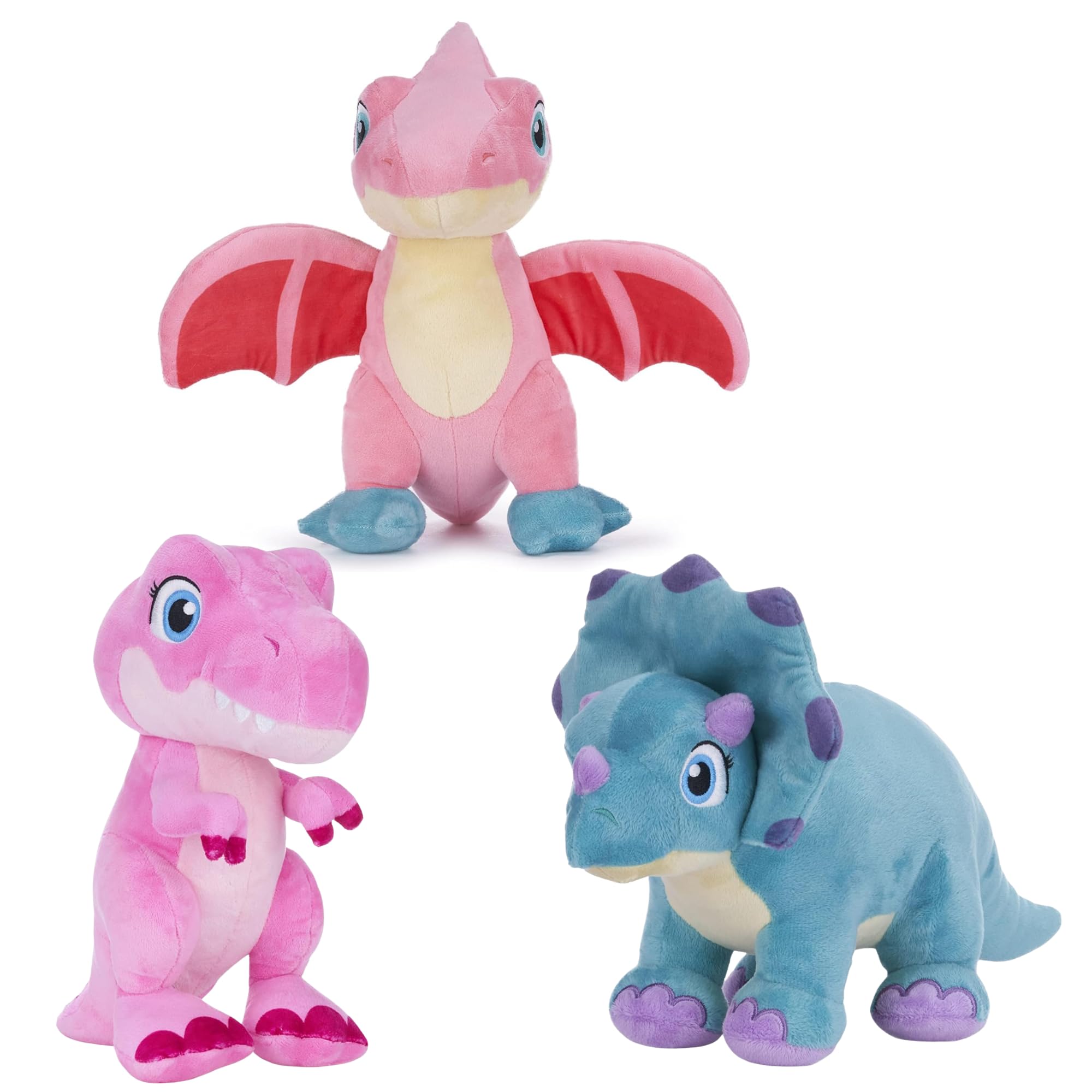 Blue Meadow Bargain Bundles Dinky Dinos Super Soft Large Gift Quality Embroidered 12" 30cm Plush Dinosaurs - (Set of All 3) โ image 1