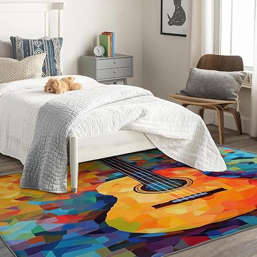 Miniatura 2 de Alfombra de guitarra y decoración del hogar, alfombra de 2 x 3 pies, alfombras de música para entrada, sala de estar, dormitorio, alfombra de