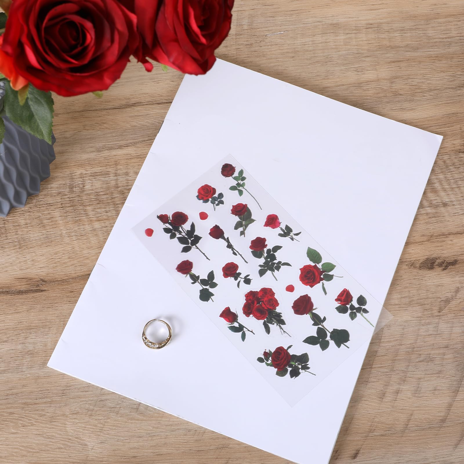 RoserRose Blumen Sticker 120 Stück - PET Aufkleber Für Scrapbook & Dekoration