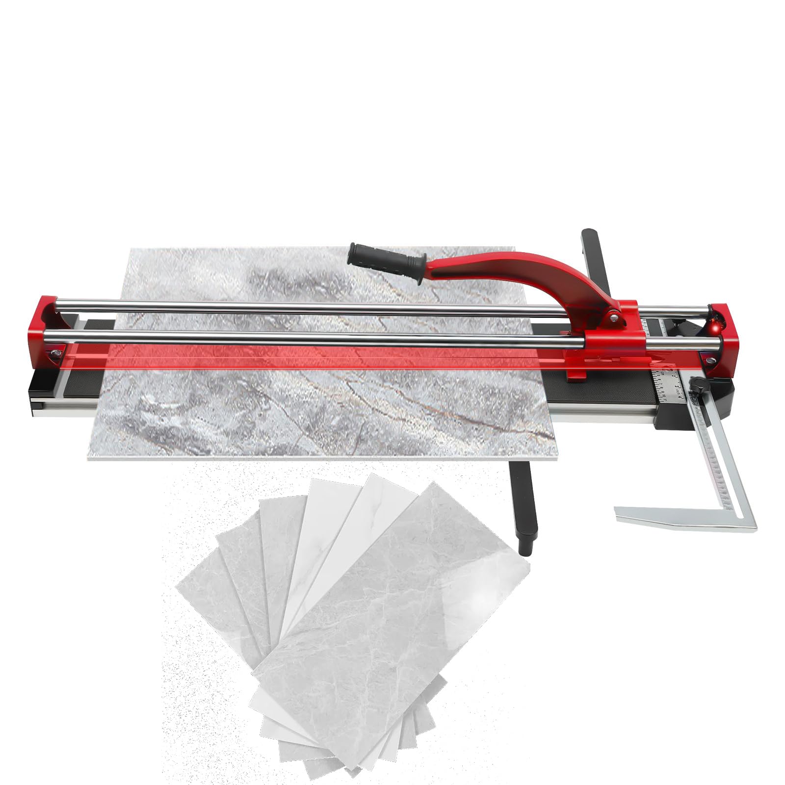 Cortador de azulejos manual, doble vía, ángulo ajustable 0-90°, posicionamiento por infrarrojos, ancho de corte de 10 mm a 800 mm, para corte de azulejos Preciser, color rojo