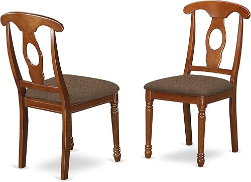 Miniatura 5 de East West Furniture NAC-SBR-C Napoleon - Sillas de comedor de cocina tapizadas de tela de lino, juego de 2, color marrón
