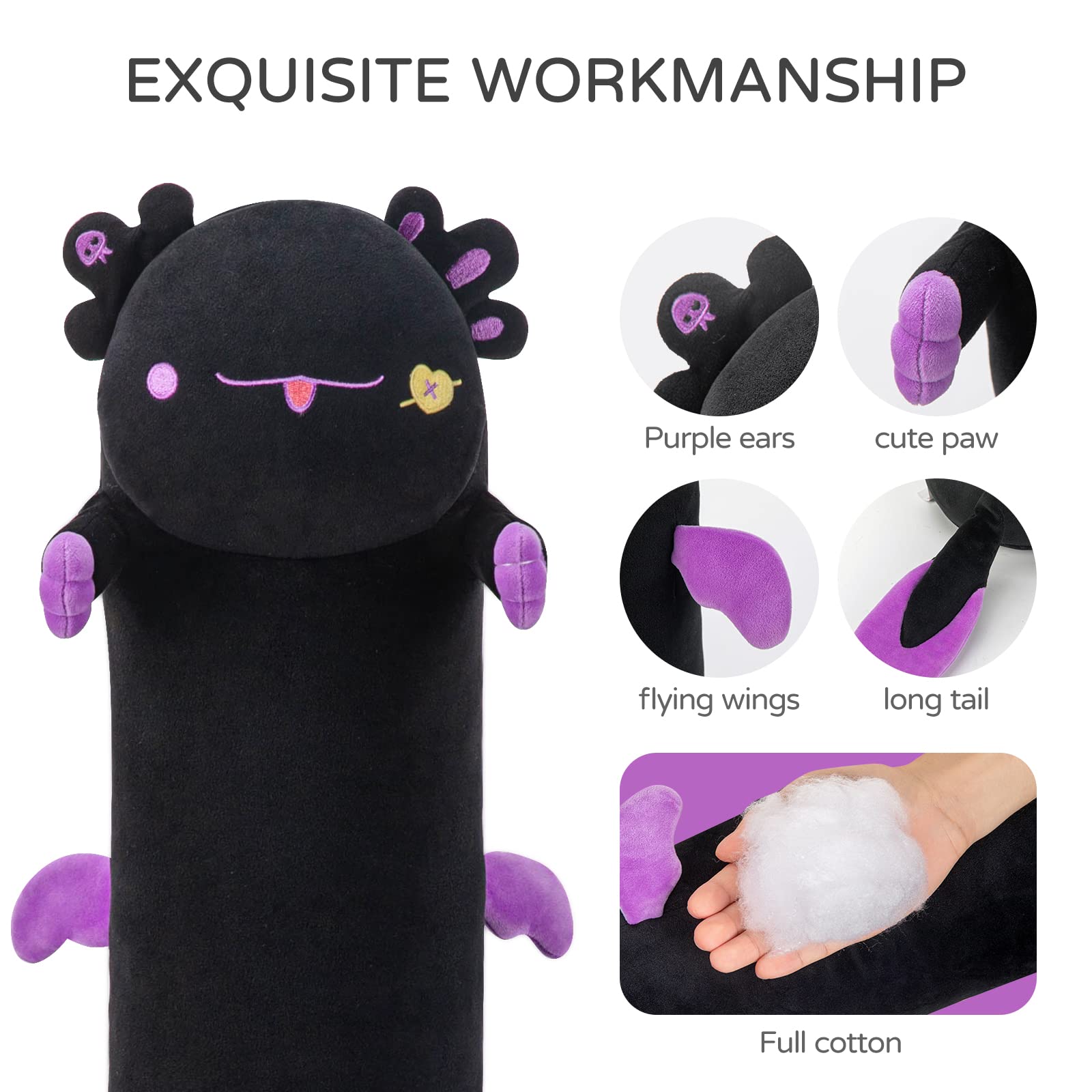 Mewaii Peluche Lungo Stitch 110CM Axolotl per Bambina Cuscino di Peluche Kawaii Animali Giocattoli Abbraccio Morbido Cuscino Giocattolo Compleanno Natale Regalo per Ragazza Ragazzi Amici