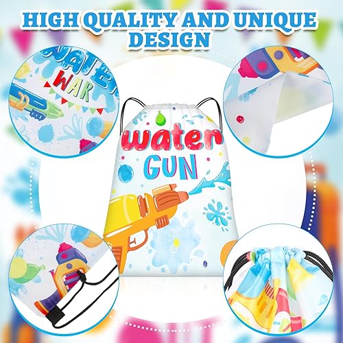 Miniatura 3 de Paterr Mochila con cordón para fiesta de pistola de agua, 12 unidades, para niños, fiesta en la piscina, bolsa de cincha, bolsas de cordón de