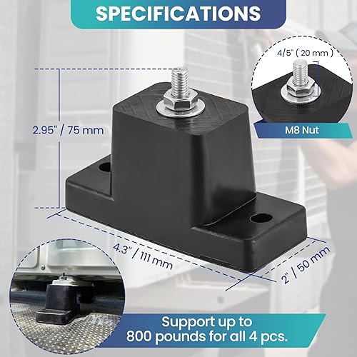 Miniatura 2 de Paquete de 4 soportes de montaje de aislamiento de vibración de goma para aire acondicionado condensador soporte de montaje para mini split al aire