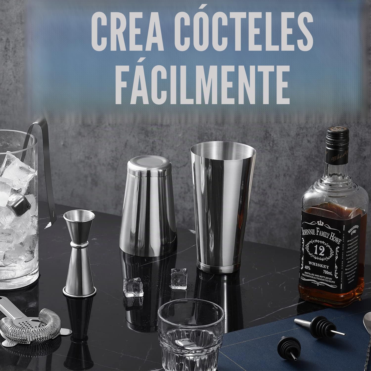 Kit de Barman | Juego Profesional de Mezcla de 25 Piezas con Bolsa de Viaje portátil | Juego de Herramientas de Barra de Acero Inoxidable para Hacer cócteles en casa, Fiestas, Camping