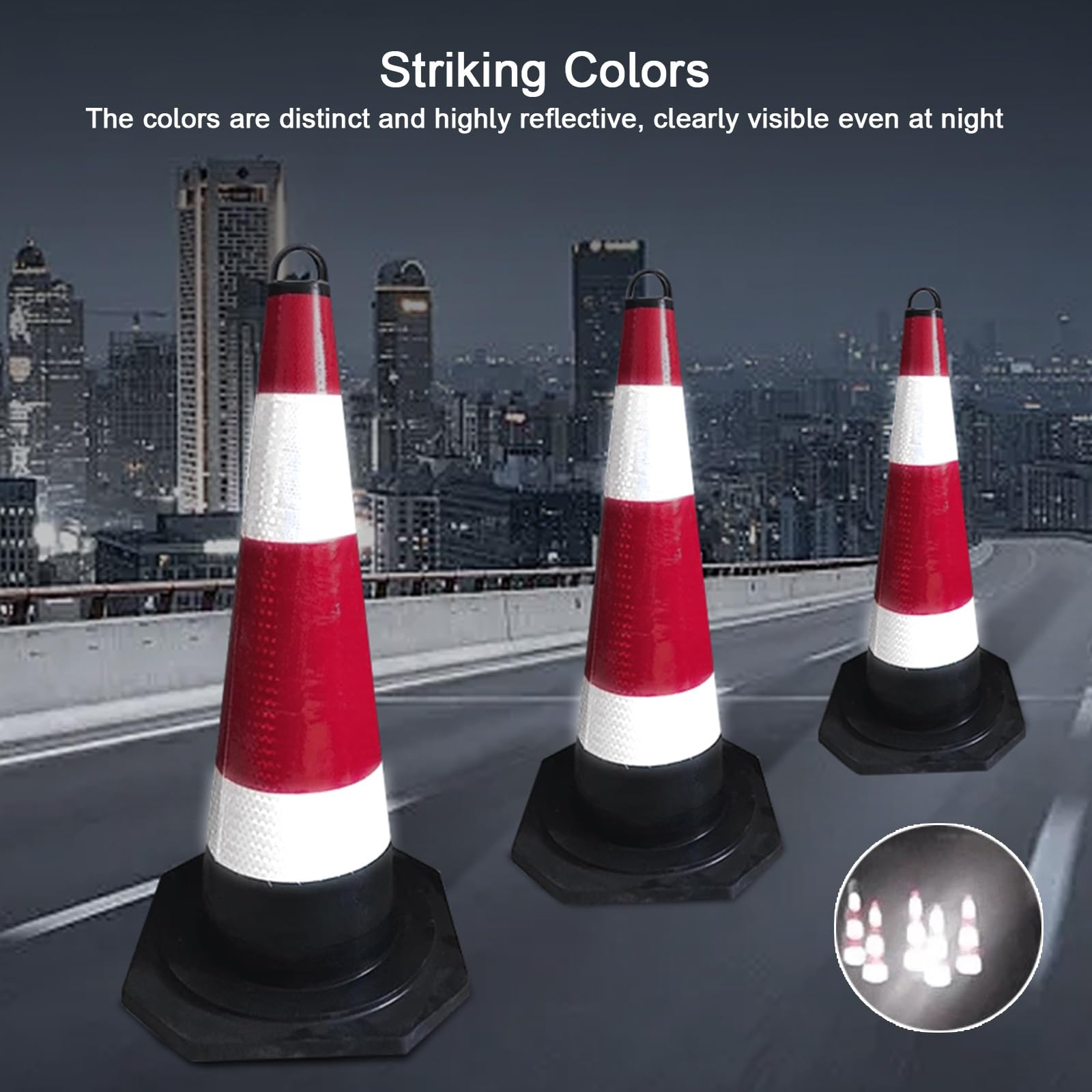 Cone de Chantier, Cone de Signalisation, avec Anneau Réfléchissant et Poignée, Base Stable, Couleurs Vives, Utilisables en Intérieur et en Extérieur (lot De 10)(70 * 36 * 36cm/28 * 14 * 14in)