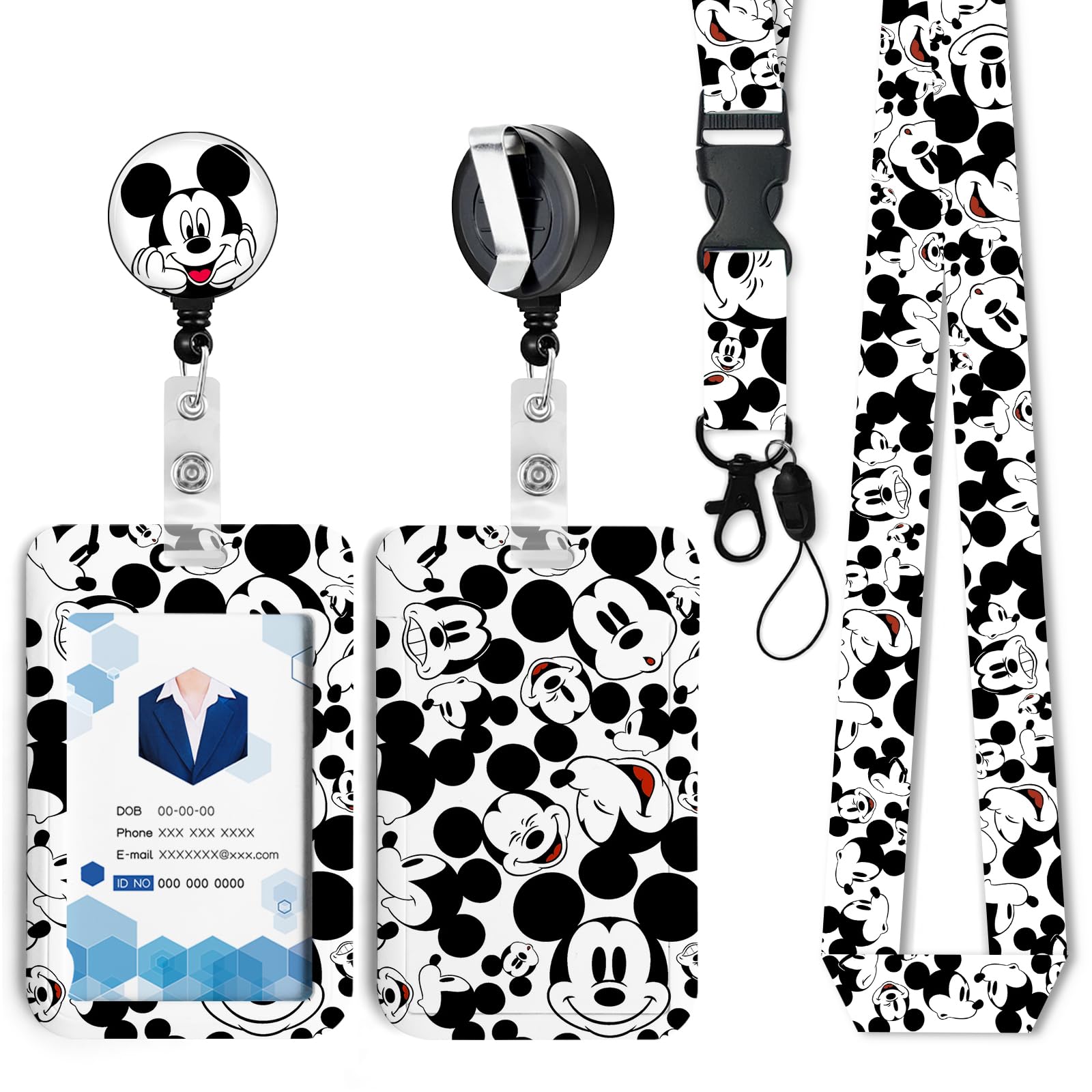 Anime Id Badge Holder with Lanyard,Retractable Badge Holders Reels,Colorful Breakaway Lanyards for ID Badges,Cute Fashion Key Chain Keychains,Badge