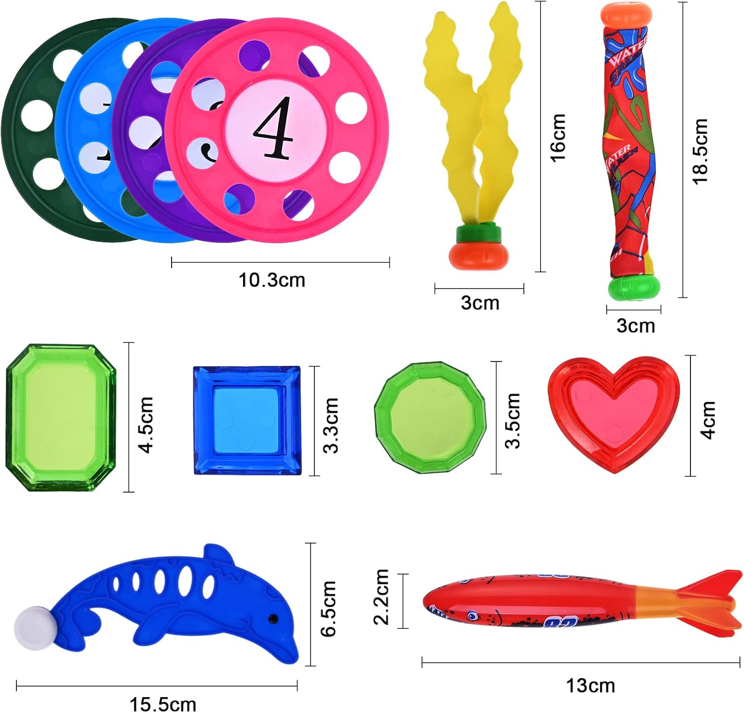 Faburo 28pcs Swimming Pool Toys Kit with Cloth Diving Stick, Torpedo