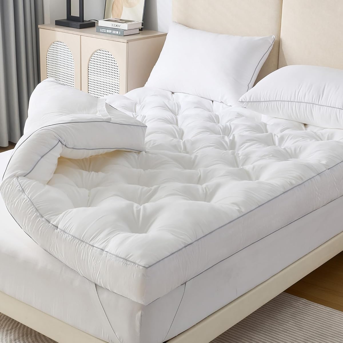 SHOUREN 5 Inch Memory Foam Mattress Topper King for Back Pain Relief, Extra Thick Gel Memory Foam Bed Topper, Soft Fluffy Supportive Pressure Relief Mattress Pad, 80"x78"