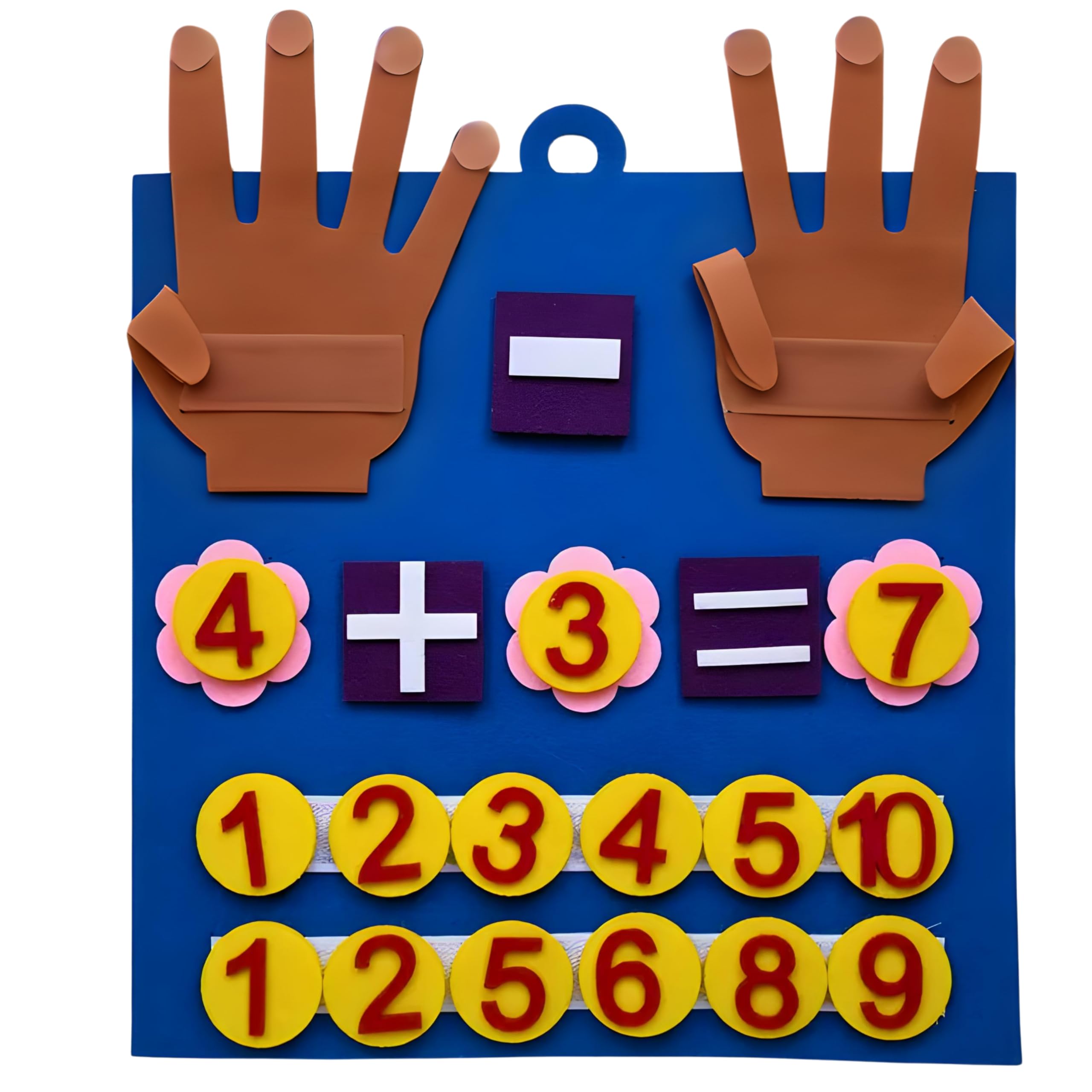 Montessori Kindergarten Math Toys - Felt Finger Math Numbers w/Hanging Loop, Felt Boards for 3+, Multiplication Board, Social Emotional Learning
