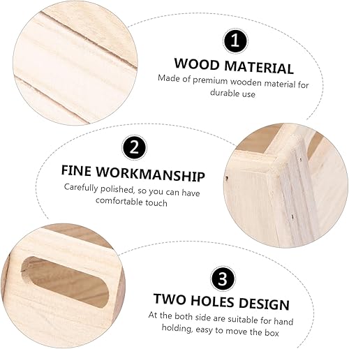 Vista 3 de Yardwe Caja de almacenamiento de escritorio de madera creativa, organizador de oficina y hogar, pequeña madera natural hecha a mano para decoración