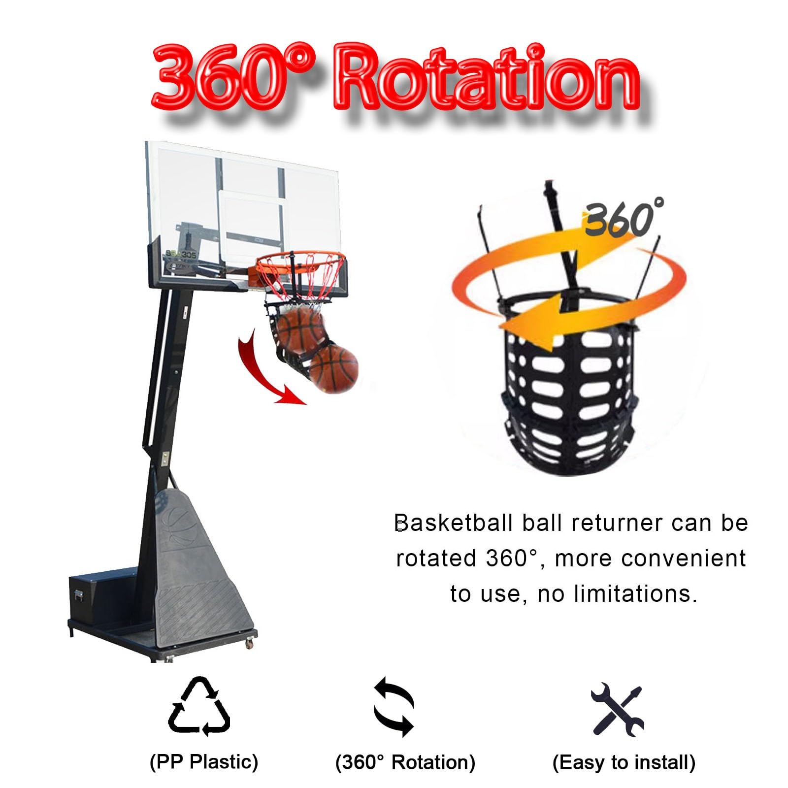 Basketball Shooting Practice Basketball Rebounder Return Machine - 360 ...