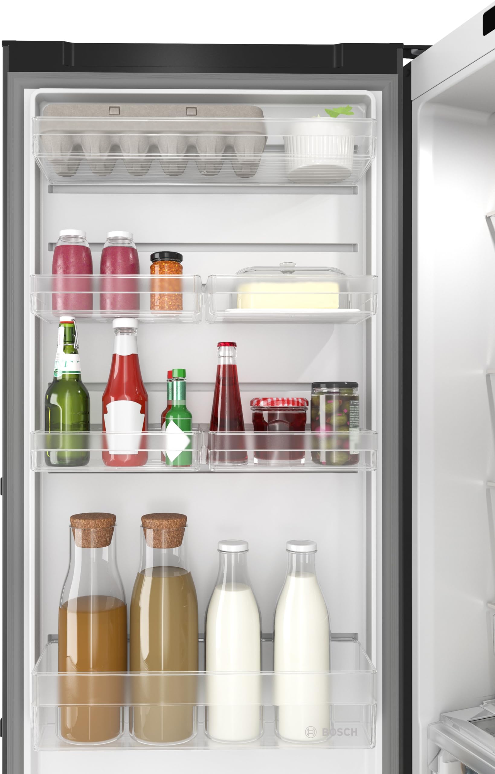 Bosch Serie 4 Smarter Freistehender Kühlschrank 186.2 x 59.5 cm KSN36VCCG | NoFrost nie wieder abtauen, 402 L Volumen, VitaFresh XXL 0 °C Zone für lange Frische, LED-Beleuchtung, MultiAirflow-System