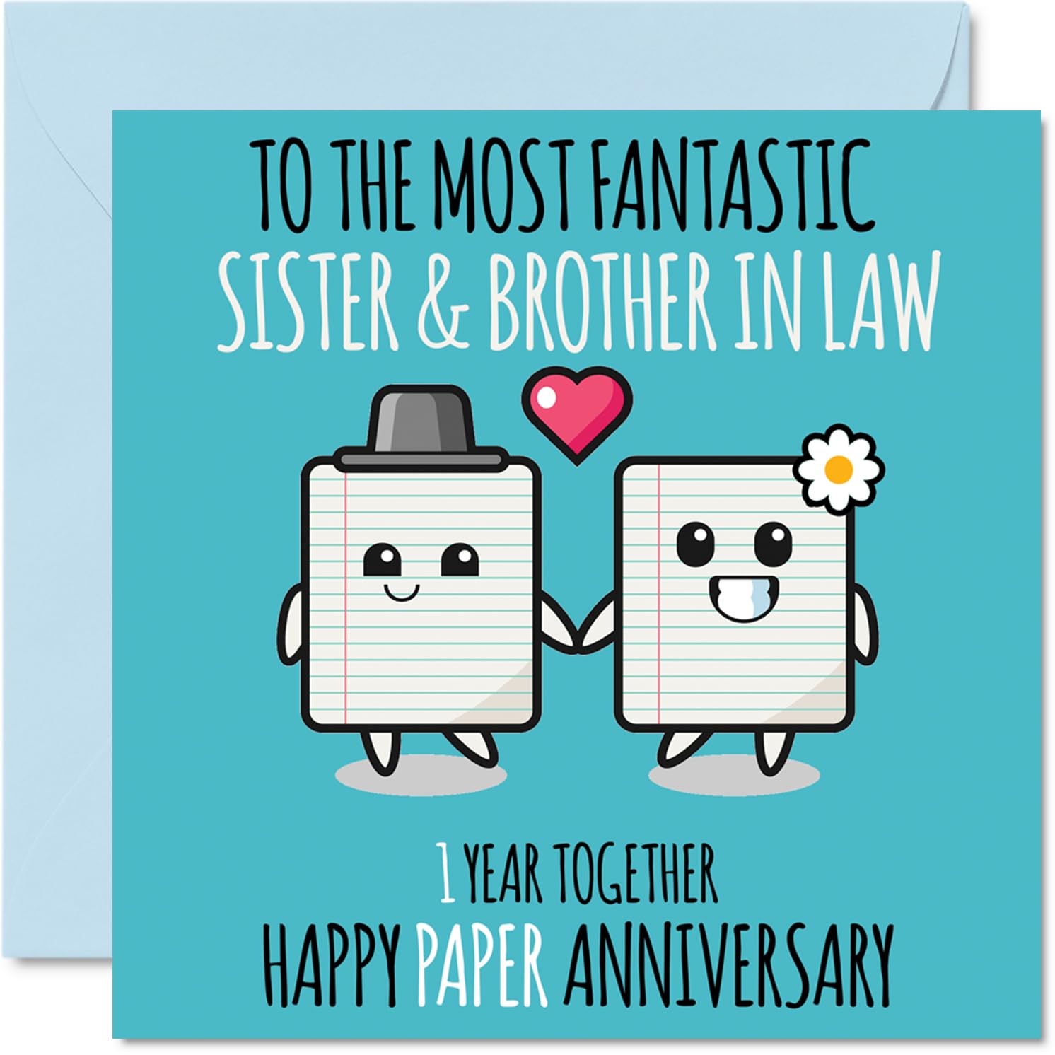 Cute Paper Anniversary Card for Sister & Brother In Law - 1 Year Together - Happy 1st Wedding Anniversary Cards for Brother In Law Sister, 145mm Greeting Cards Anniversaries