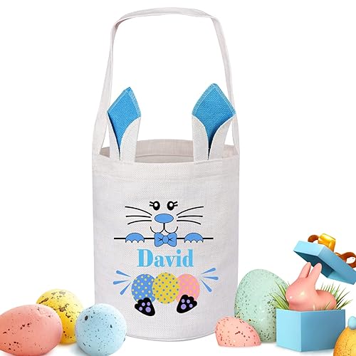 Miniatura 18 de Cesta de Pascua personalizada para niños, canasta de Pascua de Touber para niños, cesta de conejo de Pascua, regalos de canasta de Pascua