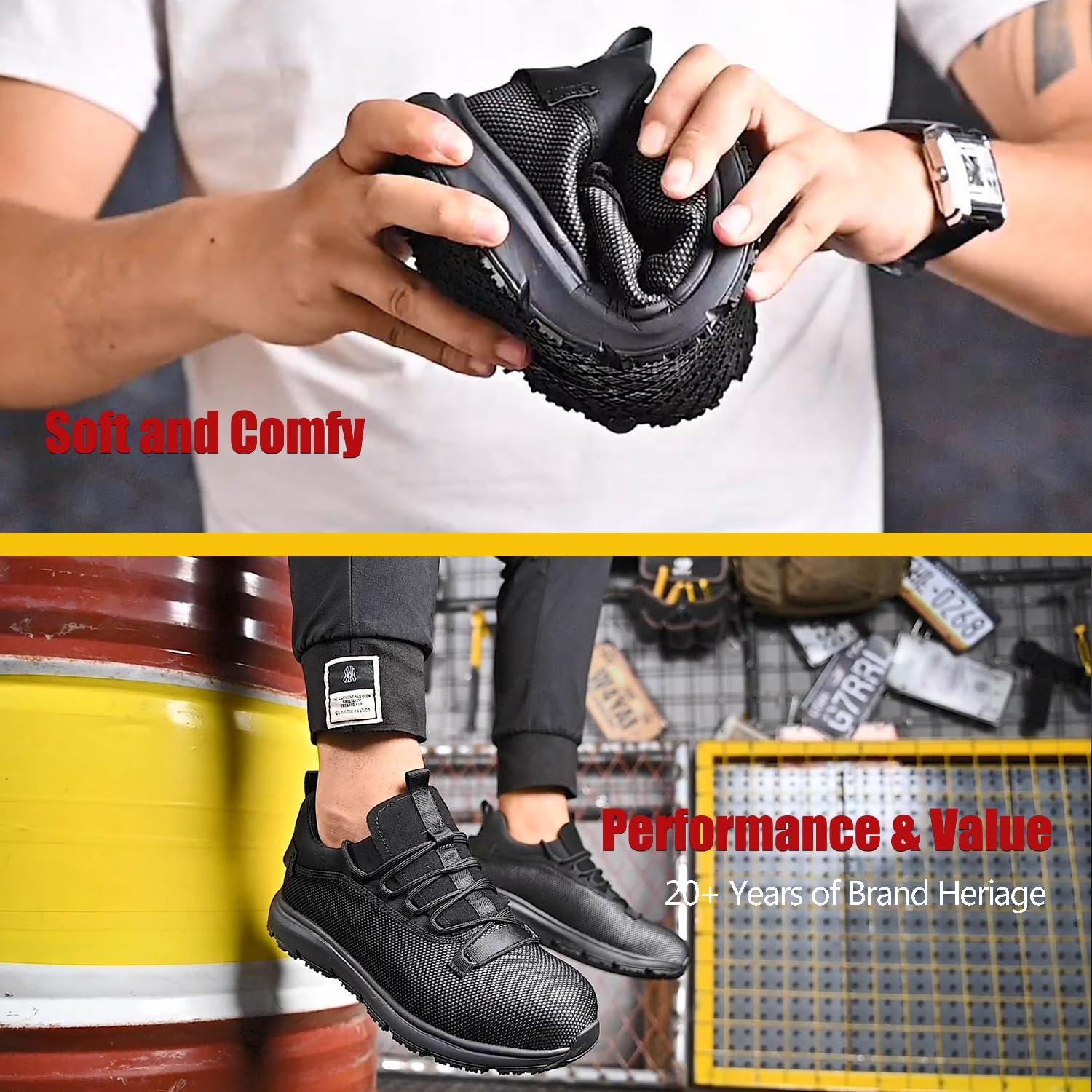 ulogu Steel Toe Shoes for Men Women Waterproof Comfy Non Slip Safety Work Sneakers