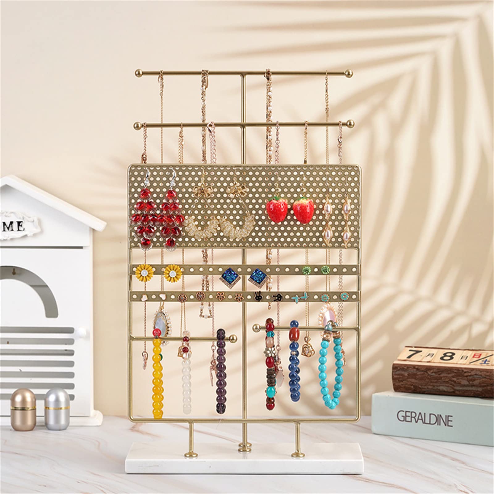 Présentoir à Bijoux Rotatif En Métal – Organisateur Pour Colliers, Bracelets Et Boucles D'oreilles – Design Compact élégant Pour Maison Ou Boutique
