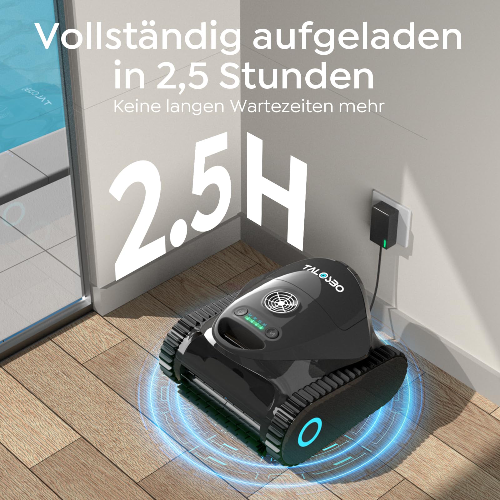 C1 Poolroboter Akku Boden und Wand, Wasserlinie, Doppelfilter, 7 Reinigungsmodi, 180 Minuten Laufzeit, Poolreiniger mit App, Starker Poolsuager Akku für Pools bis zu 150 m²