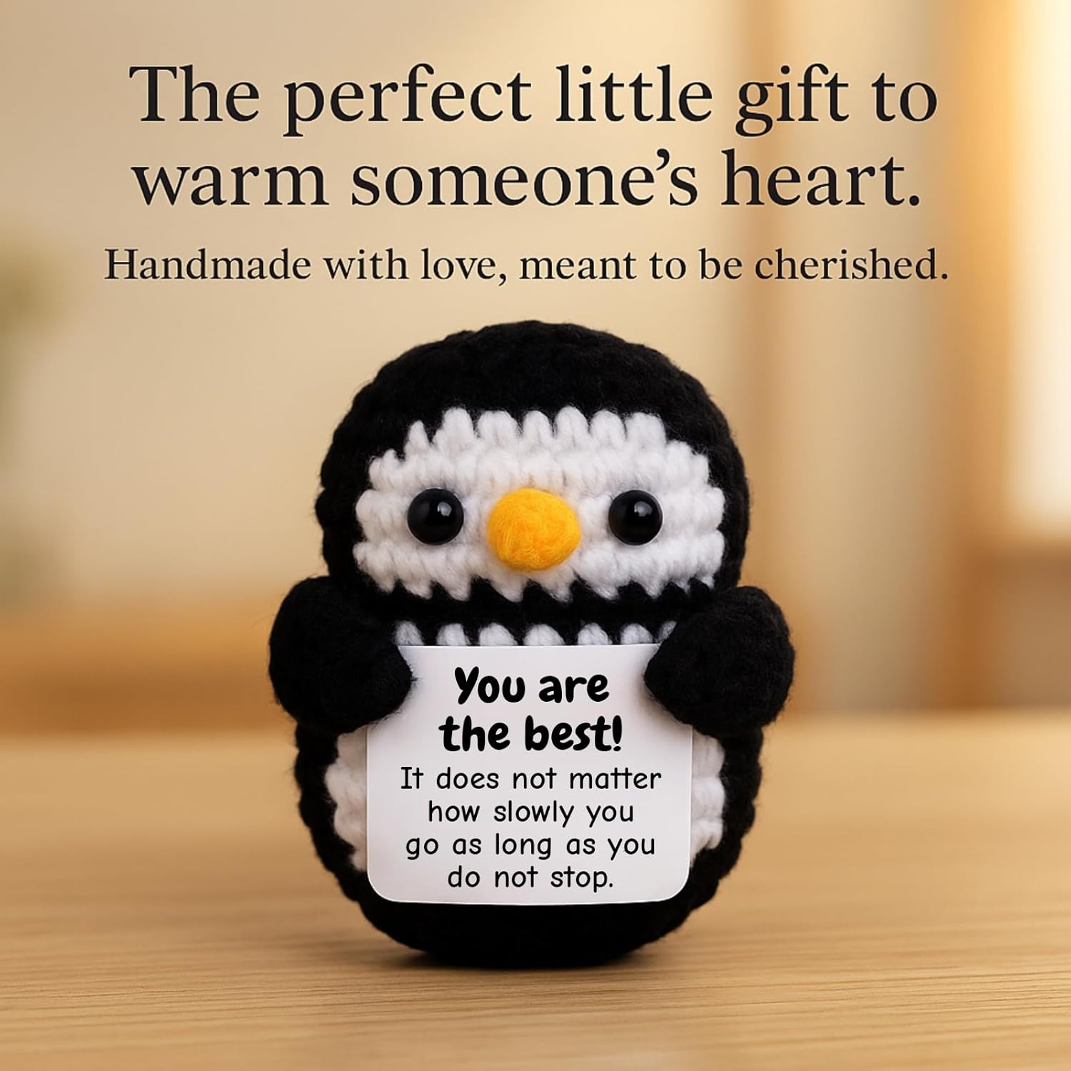 DEYBA Emotional Support Crochet Penguin – Positive Crochet Animals, Inspirational Gift for Women, Men, Couples, Friends, Family, Birthday, Christmas, Romantic Valentine's Day Gift(Style C) - Image 2