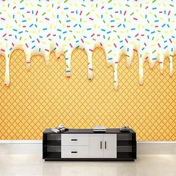 White Cream Wallpapers, Dessert Food 3D Large Wall Mural, Removable Peel and Stick Self-Adhesive Wall Decal DIY for Living Room TV Background Home Arts Decro 114Wx96L-PVC