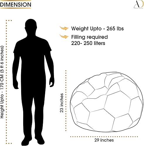 Miniatura 3 de Ample Decor Funda para puf de fútbol (relleno no incluido), cómodo diseño de fútbol hecho de cuero sintético, ideal para niños y adolescentes, rojo