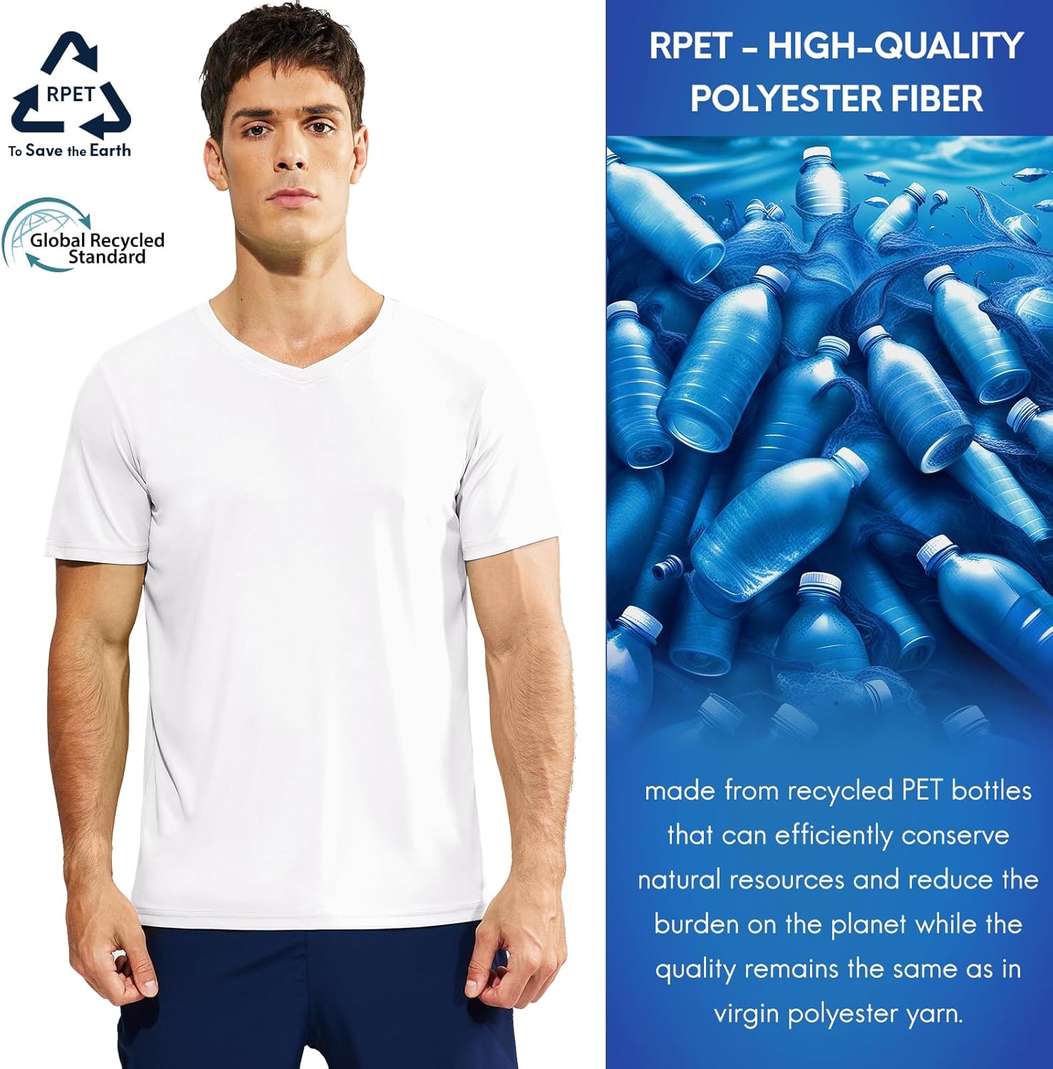 Haimont Men's V Neck Athletic T Shirts Lightweight Gym Workout Running Short Sleeve Tee Shirts Moisture Wicking UV Protection - Image 5