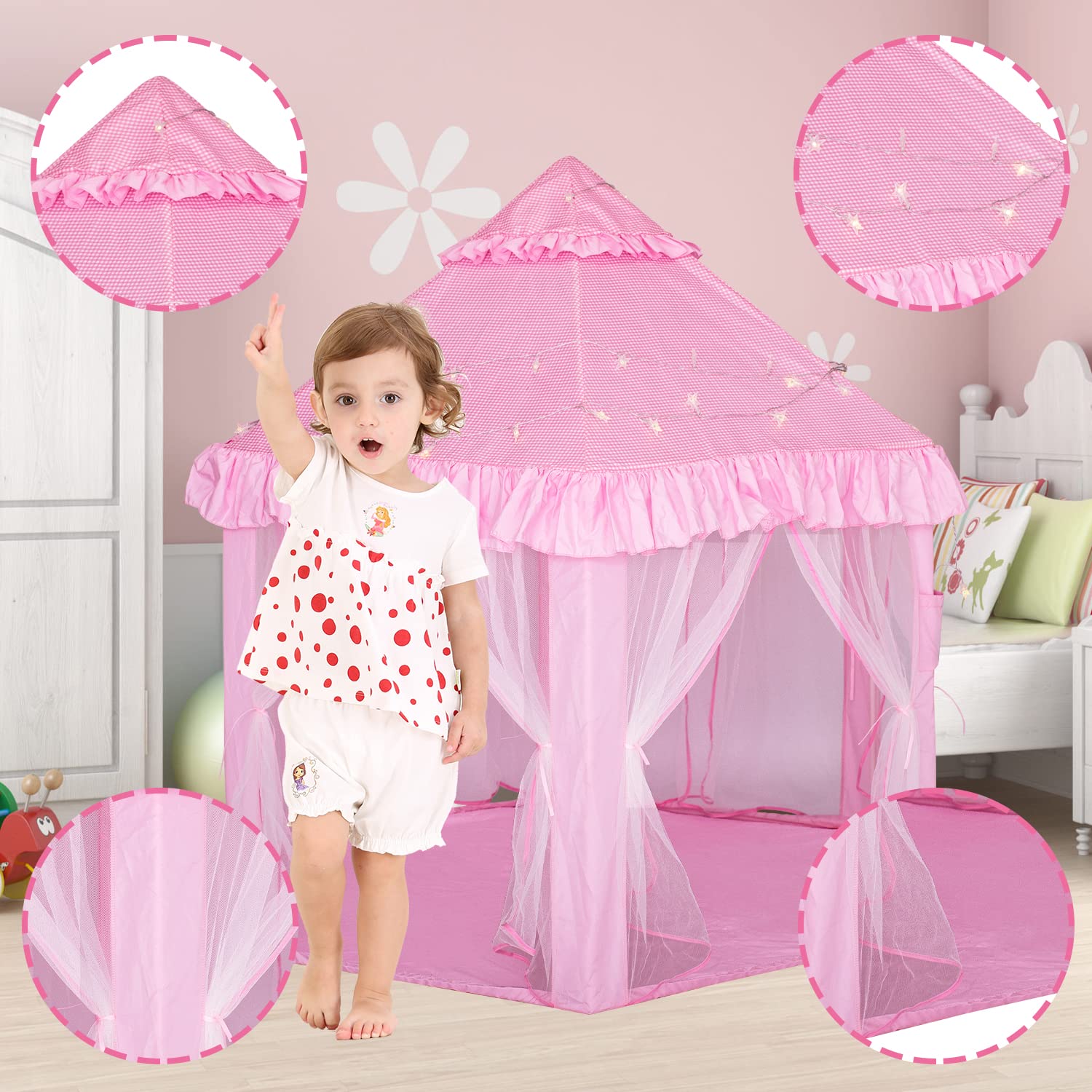 Prinsessen Speeltent met Sterrenverlichting - Perfect voor Binnen- of