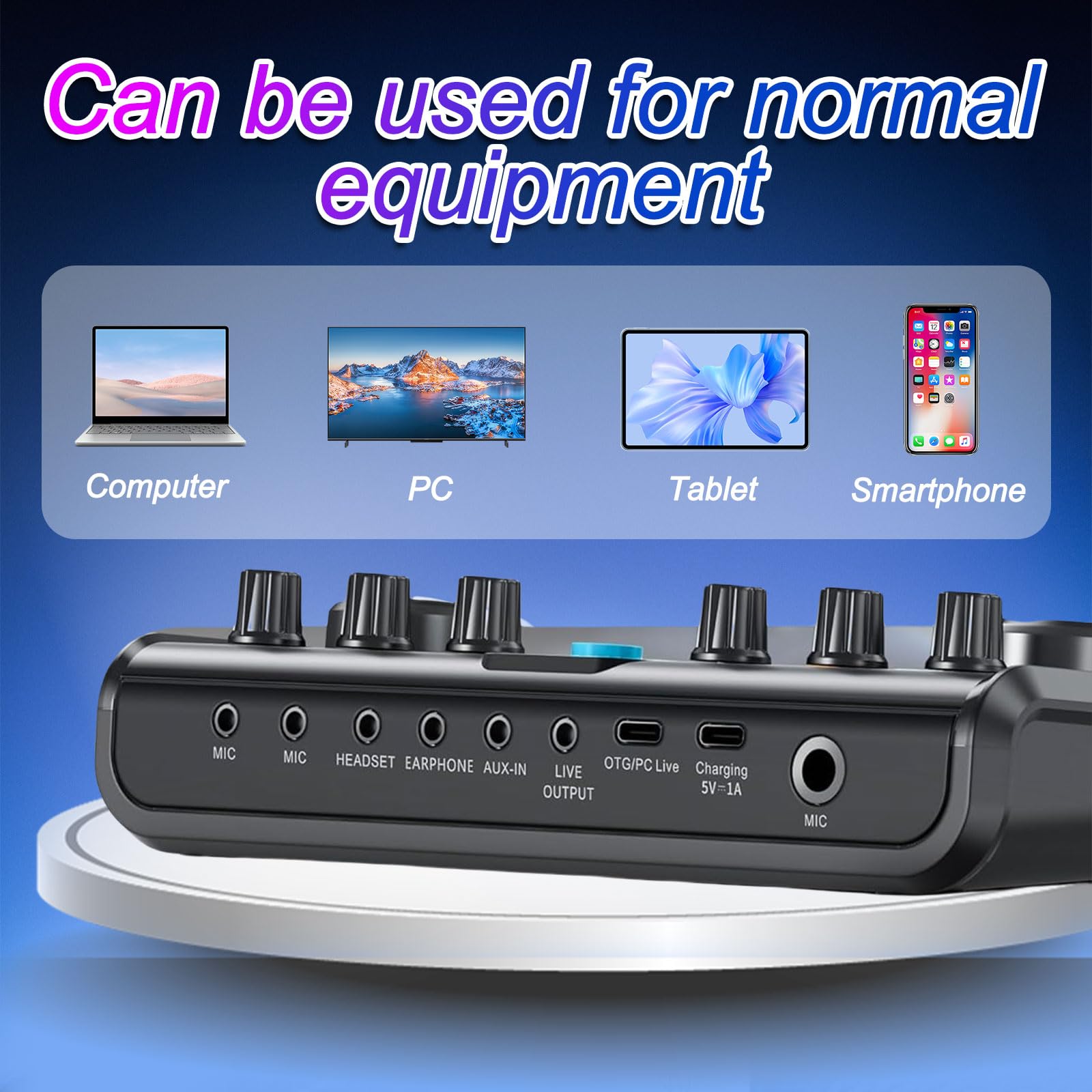 Podcast Equipment Set, Audio Interface with Podcast Microphone for Smartphone and PC, All in One DJ Mixer Ready to Use Perfect for Streaming, Singing, YouTube and Gaming