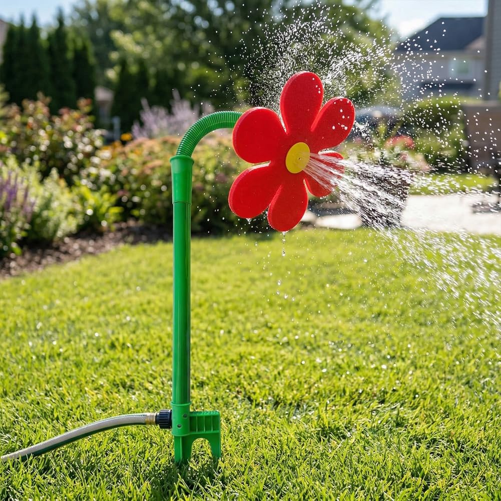 Crazy Daisy - Irrigatore d'acqua Crazy Dancing Flower, divertente palo di girasole rotante a 360° con adattatore, irrigatori spruzzatori per irrigazione del prato, per irrigazione del giardino, cani e